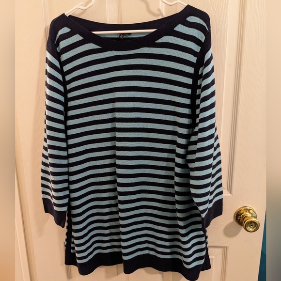 Talbots Sweaters - ‼️CLEARANCE   Talbots lightweight, 3/4 sleeve, blue striped sweater, size 3X